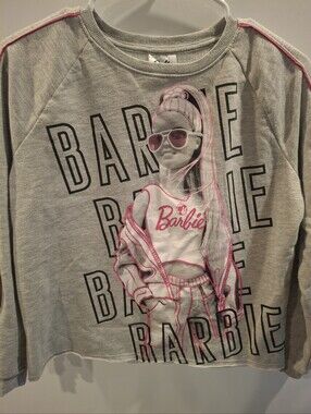 Barbie Grey Sweatshirt with Pink Graphic Accents